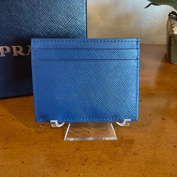 Prada Saffiano Leather Card Case Blue EUC - Picture 7 of 13